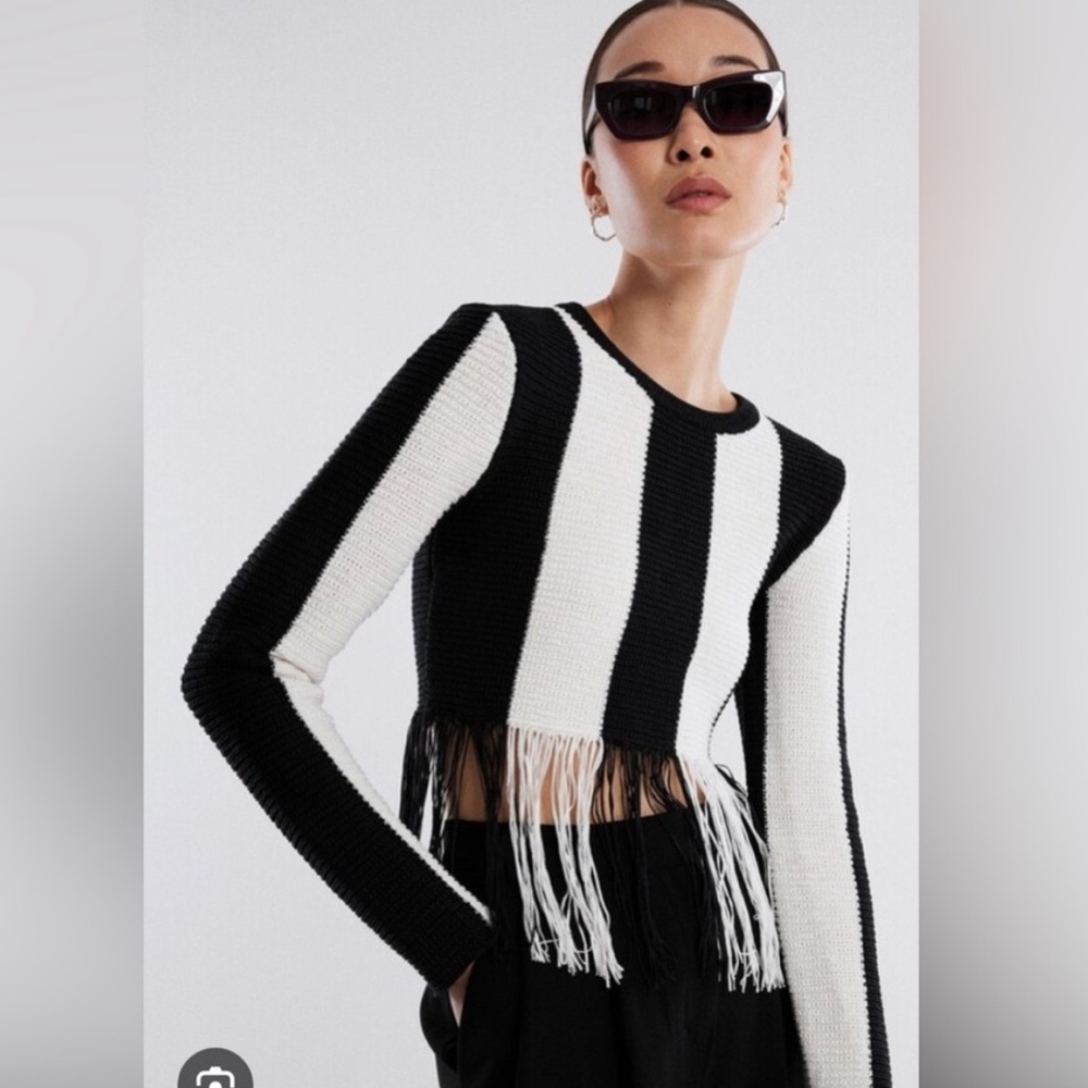 NWT XXS - BCBG MAXAZRIA NICO FRINGE CROP TOP